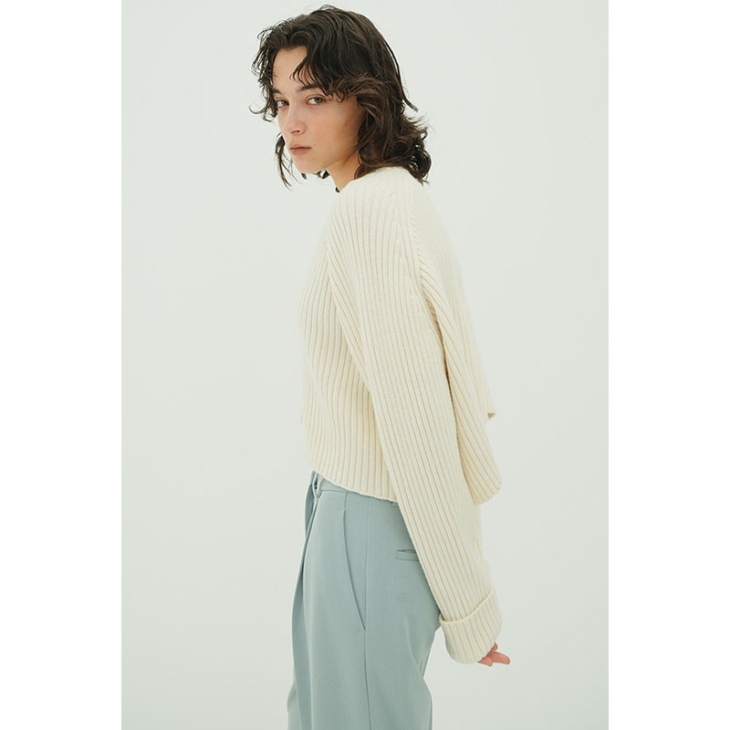 ASYMMETRY WIDE SHORT KNIT -2.COLOR-