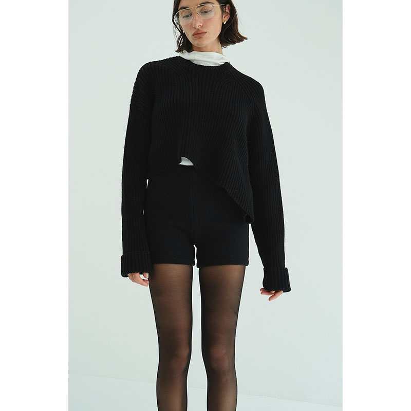 ASYMMETRY WIDE SHORT KNIT -2.COLOR-