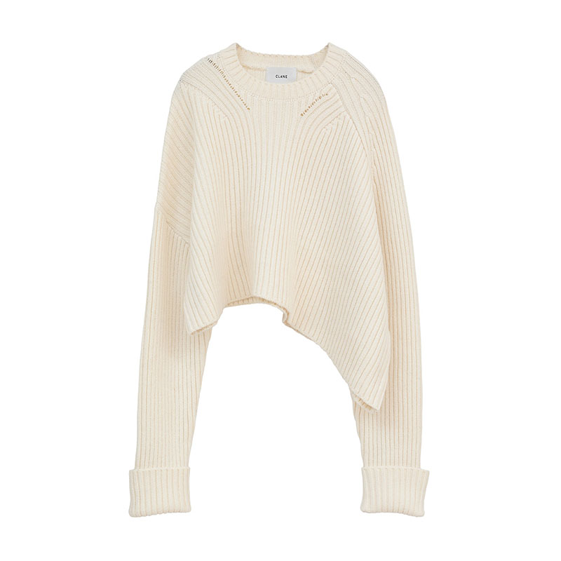 ASYMMETRY WIDE SHORT KNIT -2.COLOR-(IVORY)