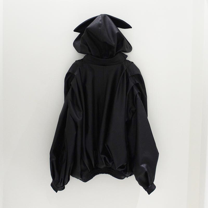 OMOCHI LEATHER BOW JKT -BLACK-