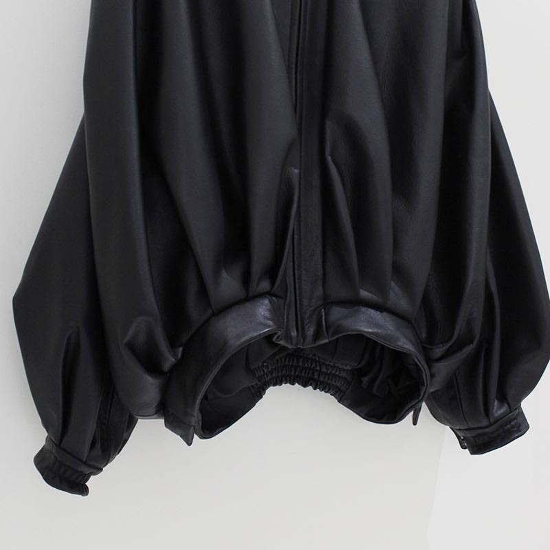 OMOCHI LEATHER BOW JKT -BLACK-