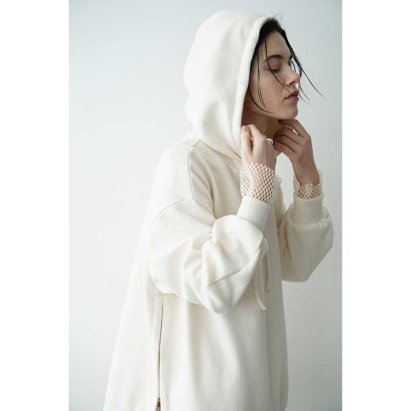 SIDE ZIP WIDE HOODIE -IVORY- | IN ONLINE STORE