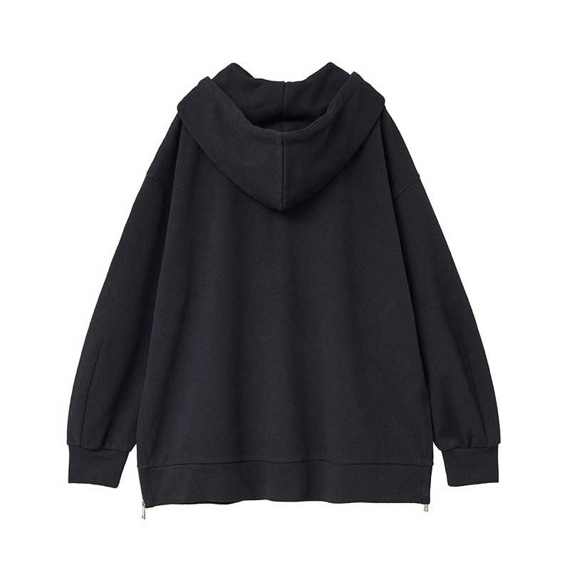 SIDE ZIP WIDE HOODIE -BLACK- | IN ONLINE STORE