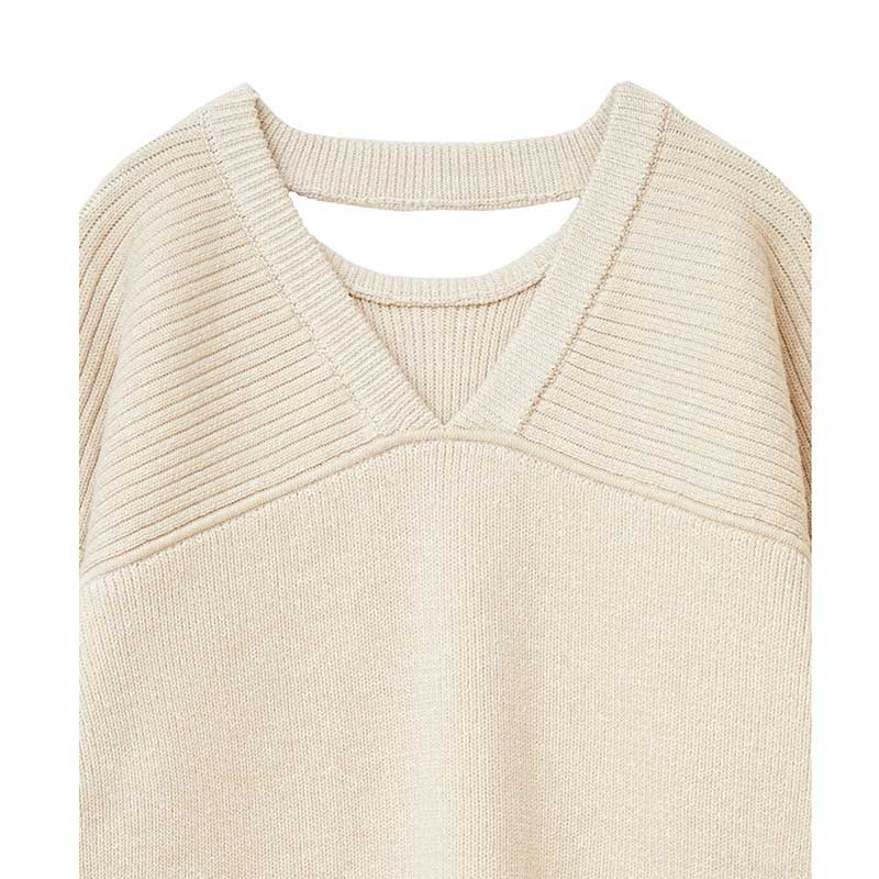 W FACE CUT NECK WIDE KNIT TOPS -IVORY- | IN ONLINE STORE