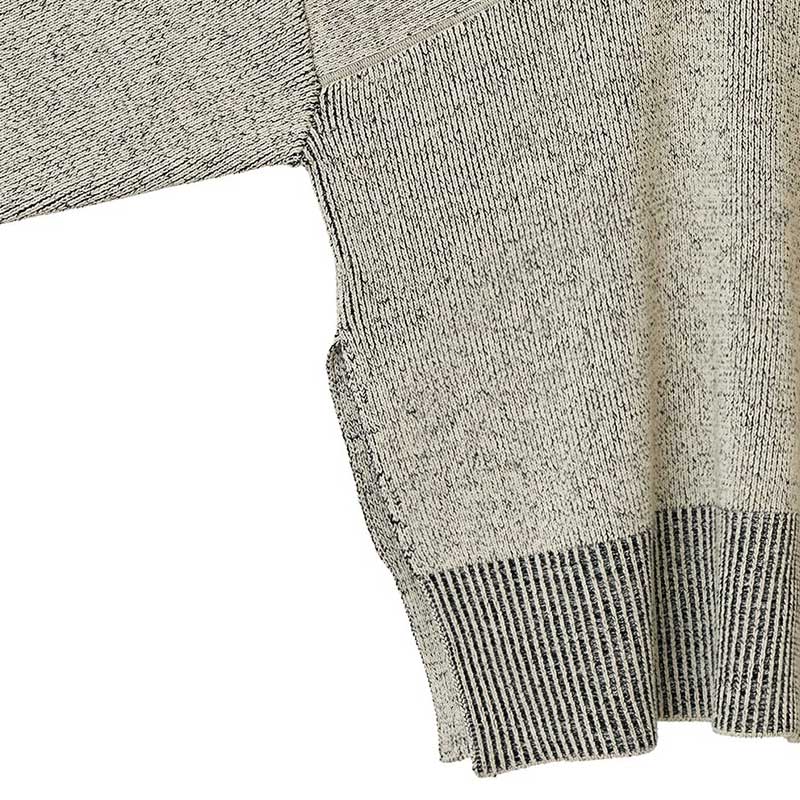 W FACE CUT NECK WIDE KNIT TOPS -GREGE- | IN ONLINE STORE