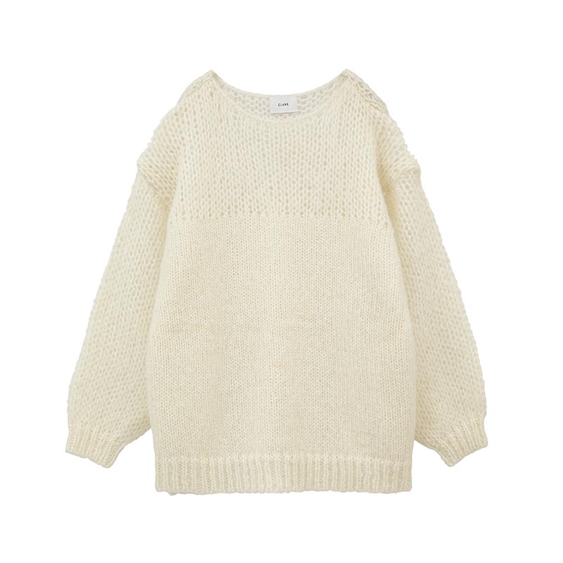 HALF SHEER LOOSE MOHAIR KNIT TOPS -IVORY- | IN ONLINE STORE