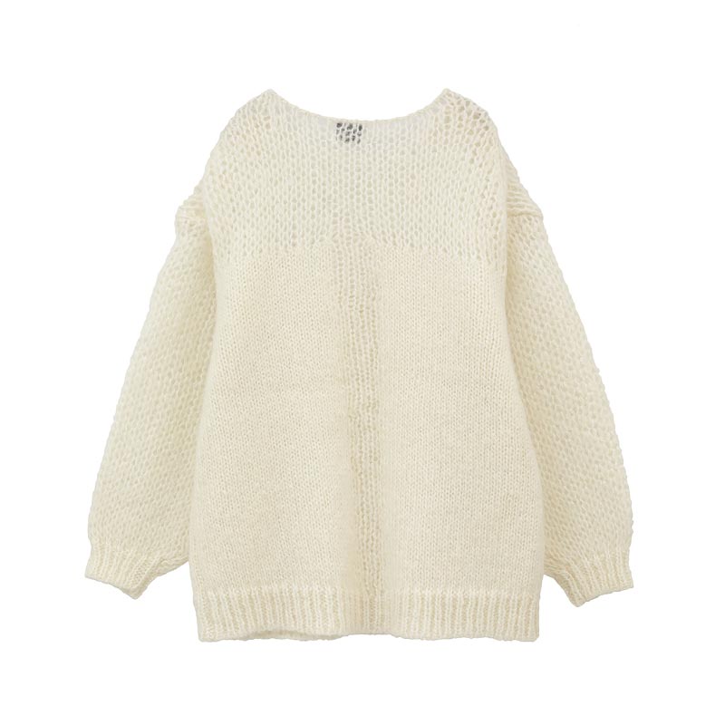 HALF SHEER LOOSE MOHAIR KNIT TOPS -IVORY- | IN ONLINE STORE