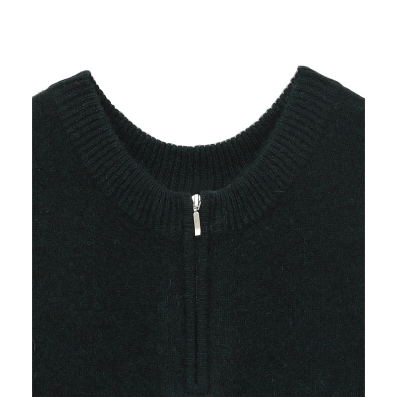 W FACE HALF ZIP YAK KNIT TOPS -GREEN- | IN ONLINE STORE