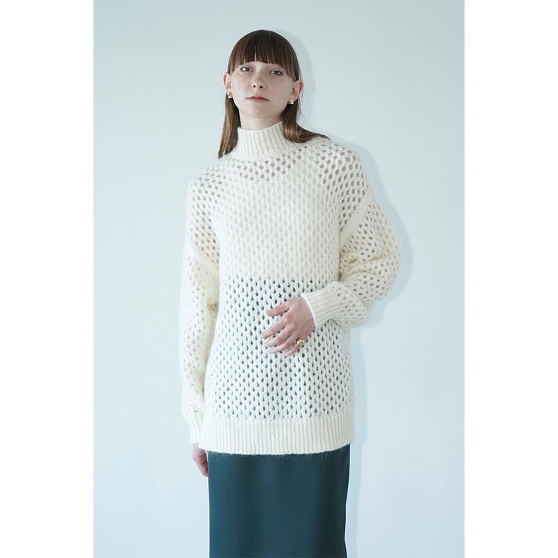 DOT MESH MOHAIR OVER KNIT TOPS -IVORY- | IN ONLINE STORE