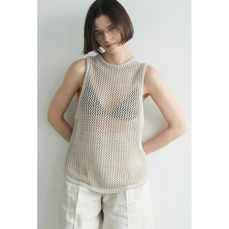 ROUND MESH KNIT TOPS -2.COLOR-