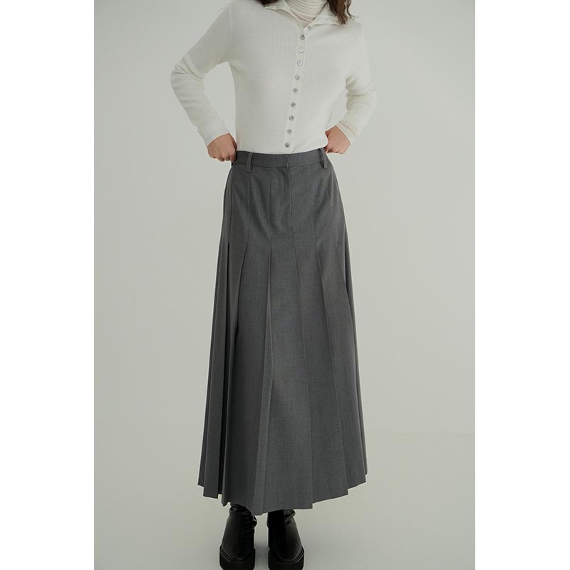 WIDE PLEATS LONG SKIRT -2.COLOR-