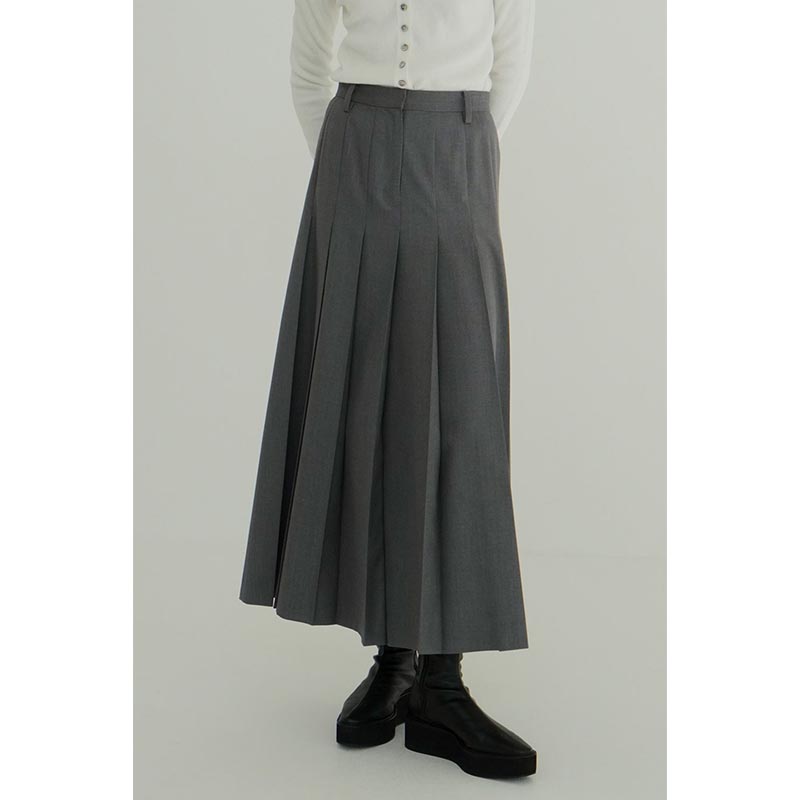 WIDE PLEATS LONG SKIRT -2.COLOR-