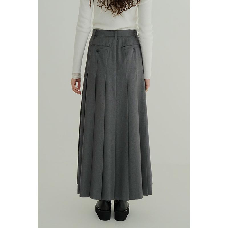 WIDE PLEATS LONG SKIRT -2.COLOR-