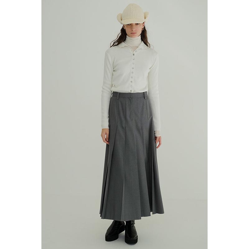 WIDE PLEATS LONG SKIRT -2.COLOR-