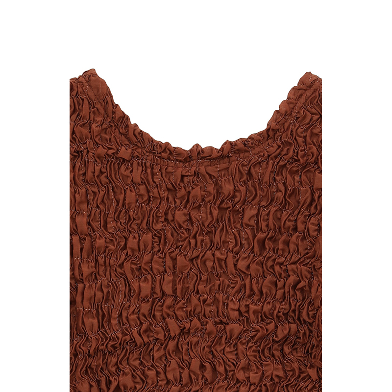 W FACE SHIRRING CROPPED TOPS -2.COLOR-