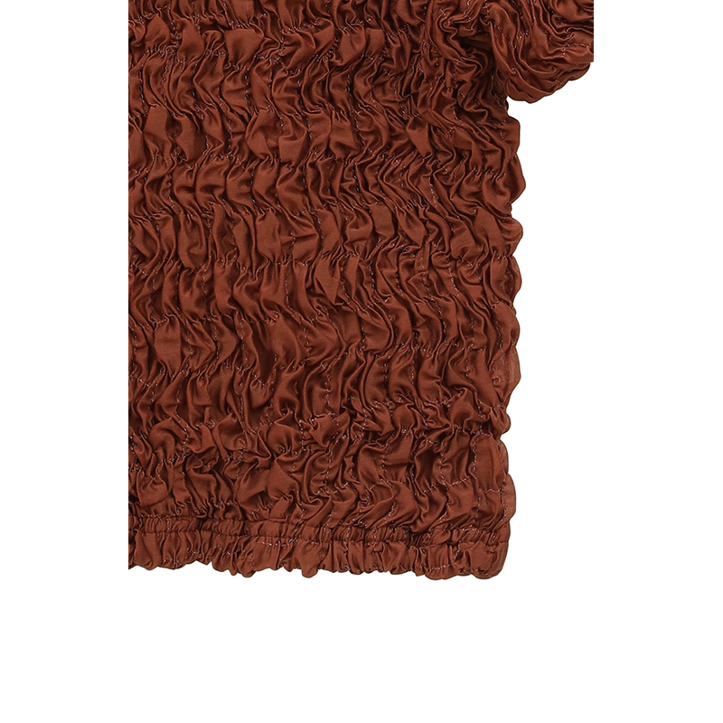W FACE SHIRRING CROPPED TOPS -2.COLOR-