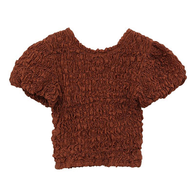 W FACE SHIRRING CROPPED TOPS -2.COLOR-