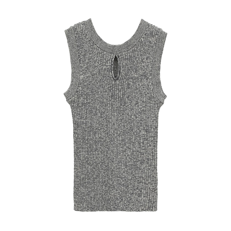 W FACE HOLE KNIT TOPS -2.COLOR-(GRAY)