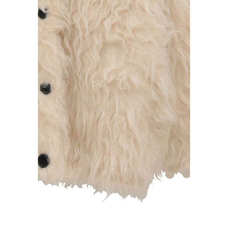 BICOLOR KNIT CARDIGAN -IVORY-