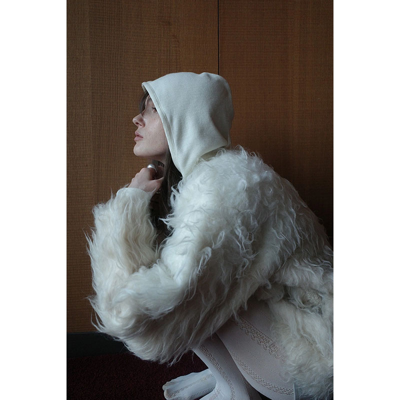 BICOLOR KNIT CARDIGAN -IVORY-