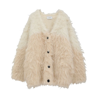 BICOLOR KNIT CARDIGAN -IVORY-