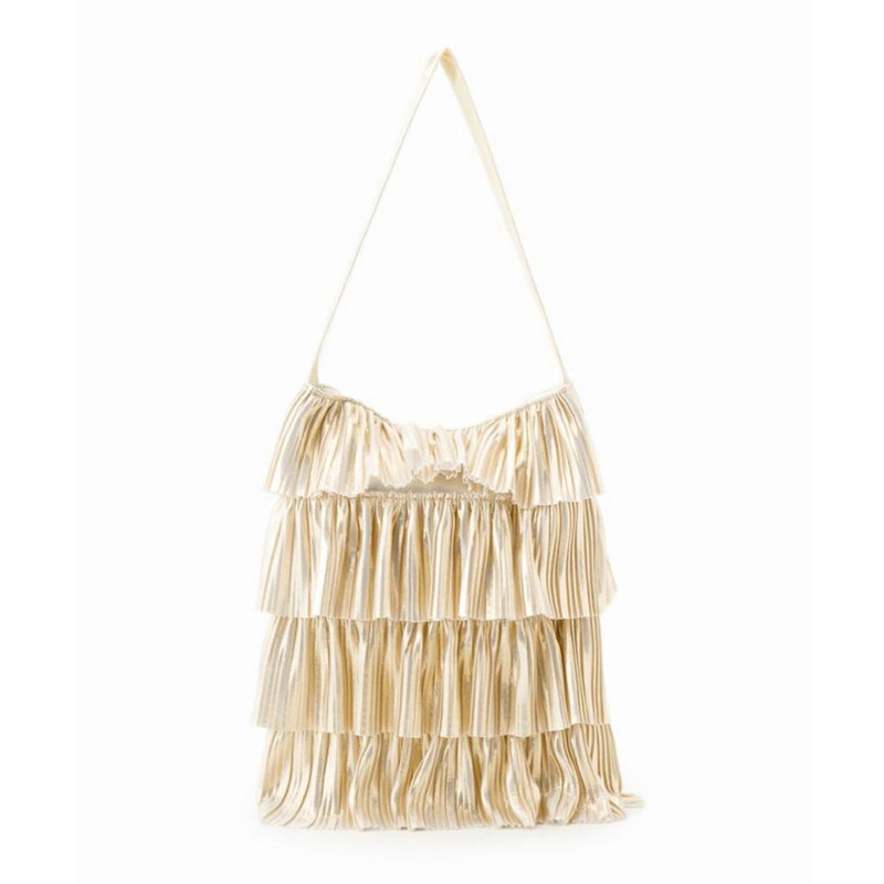 METALLIC PLEATS FRILL TOTE -3.COLOR- | IN ONLINE STORE