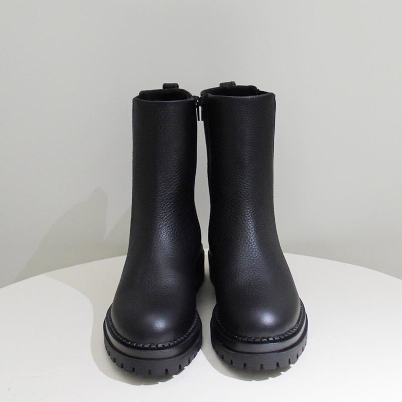 SHRINK LEATHER SIDE GORE BOOTS -BLACK-