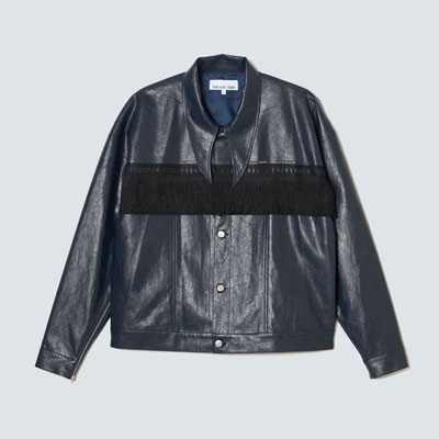 LEATHER FRINGE BLOUSON -NAVY-