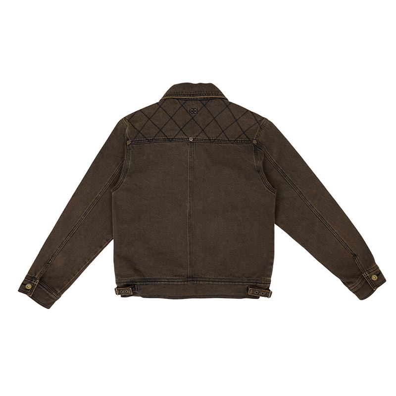 STITCHED DENIM JKT -BROWN-