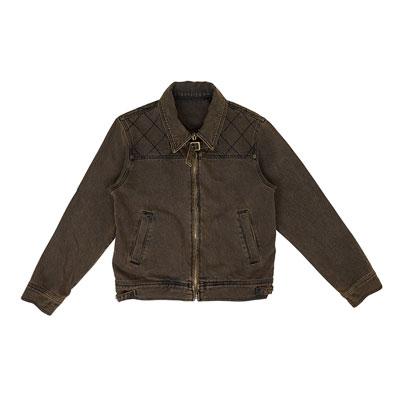 STITCHED DENIM JKT -BROWN-