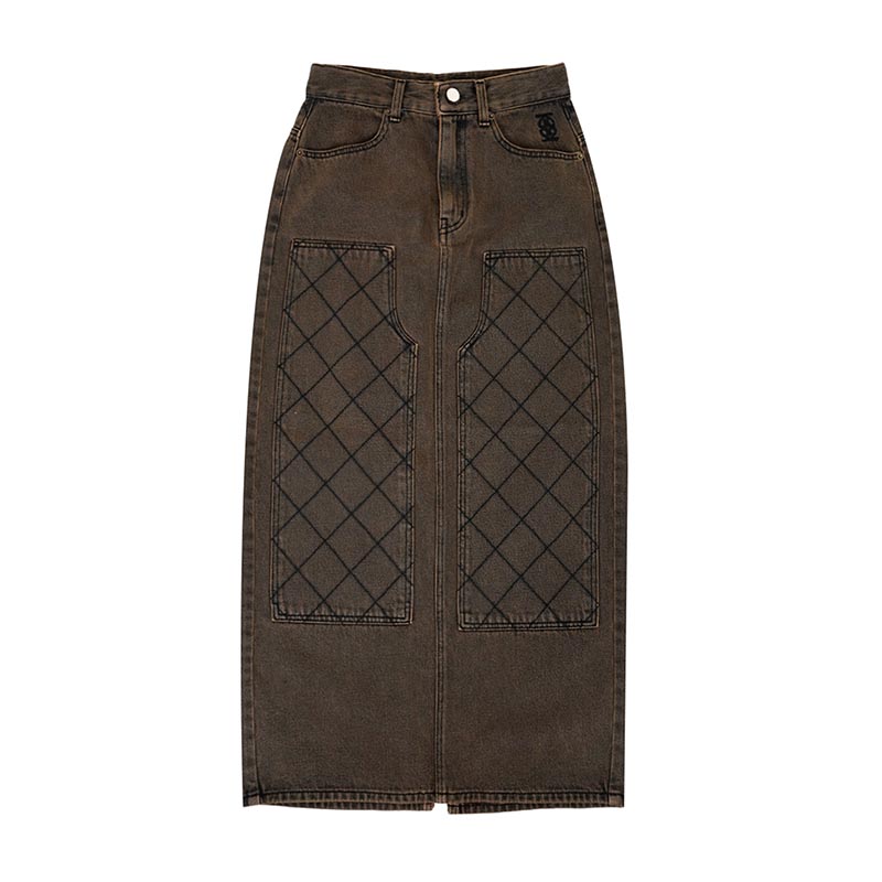 PANEL STITCHD DENIM SK -BROWN-