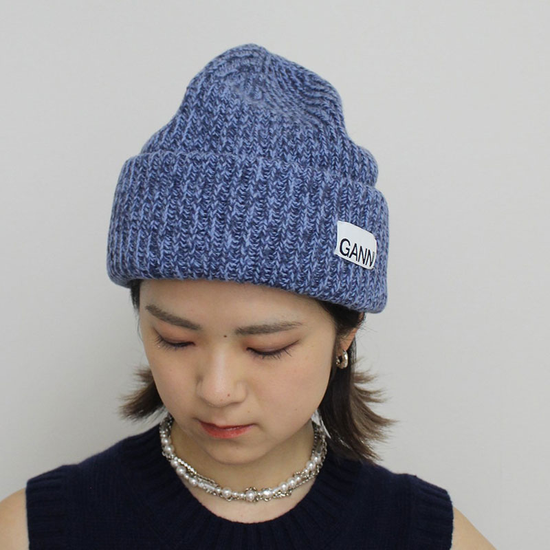 STRUCTURED RIB BEANIE -BLUE-