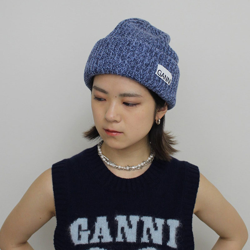 STRUCTURED RIB BEANIE -BLUE-