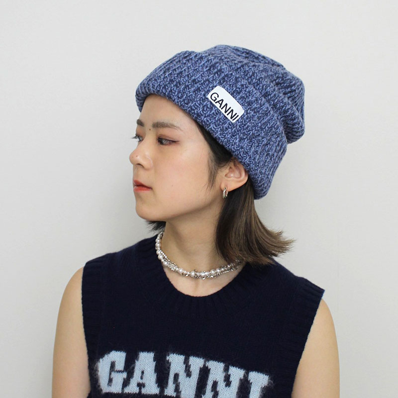 STRUCTURED RIB BEANIE -BLUE-