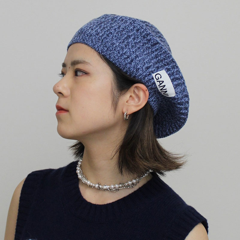 STRUCTURED RIB BERET -BLUE-