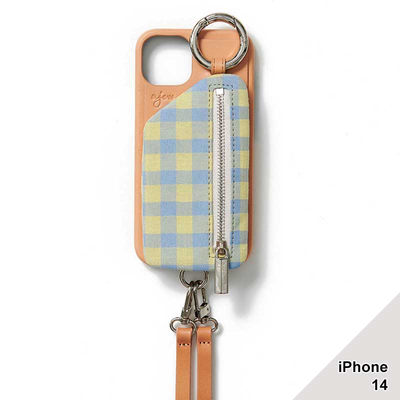 【iPhone14 対応】AJEW CADENAS CHECK LEATHER ZIPPHONE CASE -4.COLOR-