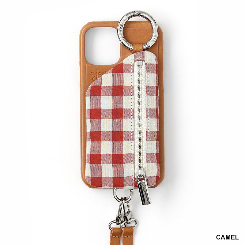 【iPhone13Pro 対応】AJEW CADENAS CHECK LEATHER ZIPPHONE CASE -4.COLOR-