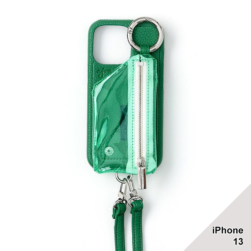 【iPhone13 対応】SHOULDER CADENAS PVC ZIPPHONE CASE -4.COLOR-(グリーン)