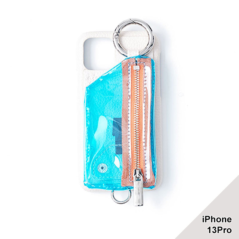 【iPhone13Pro 対応】SHOULDER CADENAS PVC ZIPPHONE CASE -4.COLOR-(ホワイト)
