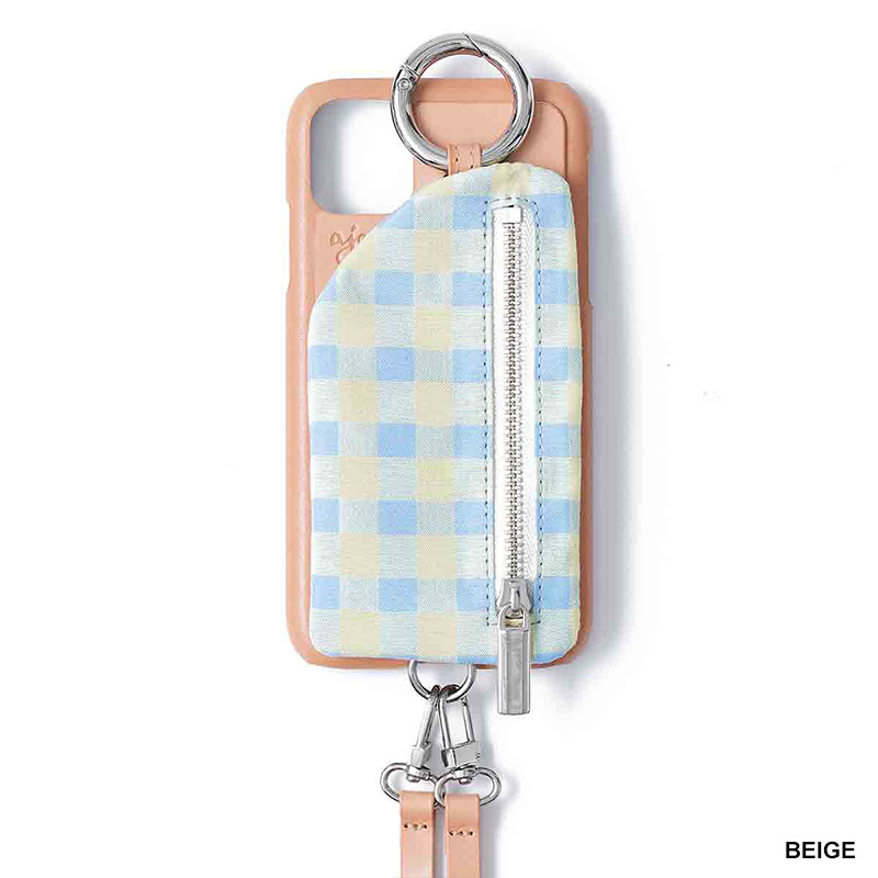 【iPhone13 対応】AJEW CADENAS CHECK LEATHER ZIPPHONE CASE -4.COLOR-