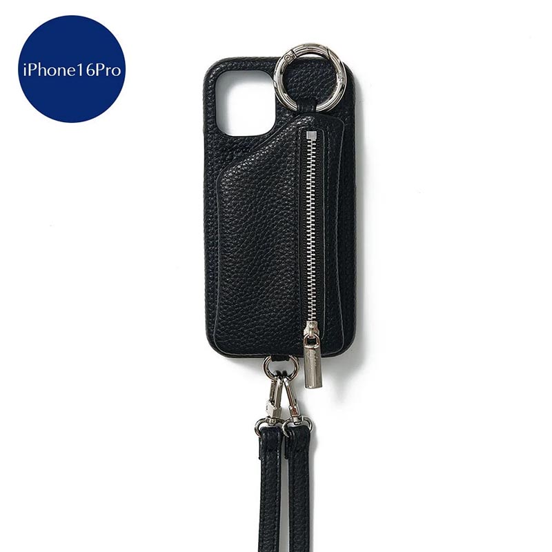 【iPhone16Pro 対応】CADENAS ZIPPHONE CASE SHOULDER -5.COLOR-(BLACK)