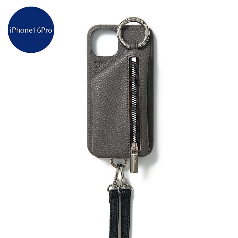 【iPhone16Pro 対応】CADENAS ZIPPHONE CASE SHOULDER -5.COLOR-(GRAY)