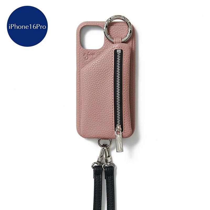 【iPhone16Pro 対応】CADENAS ZIPPHONE CASE SHOULDER -5.COLOR-(PINKBEIGE)