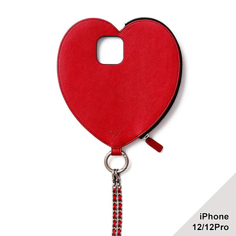 【iPhone12/12Pro 対応】AJEW DRESS HEART CASE SHOULDER -2.COLOR-(RED)