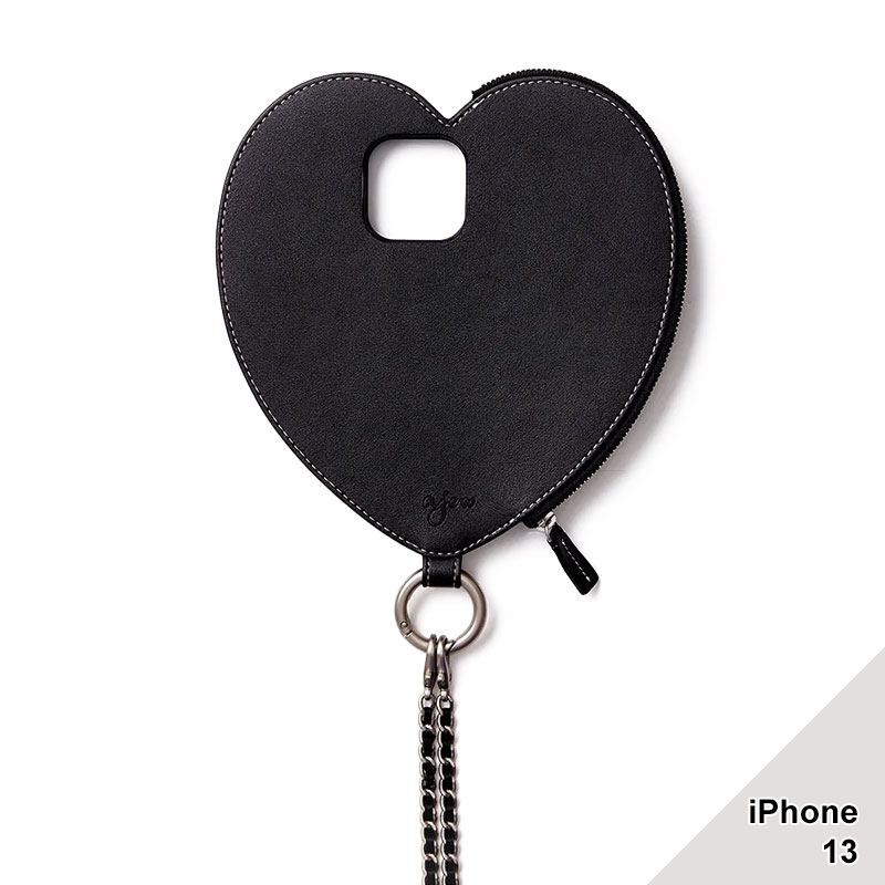 【iPhone13 対応】AJEW DRESS HEART CASE SHOULDER -2.COLOR-(BLACK)