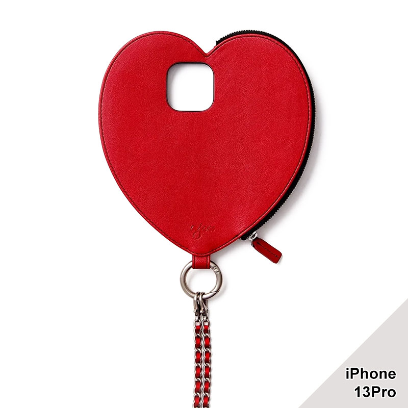 【iPhone13Pro 対応】AJEW DRESS HEART CASE SHOULDER -2.COLOR-(RED)