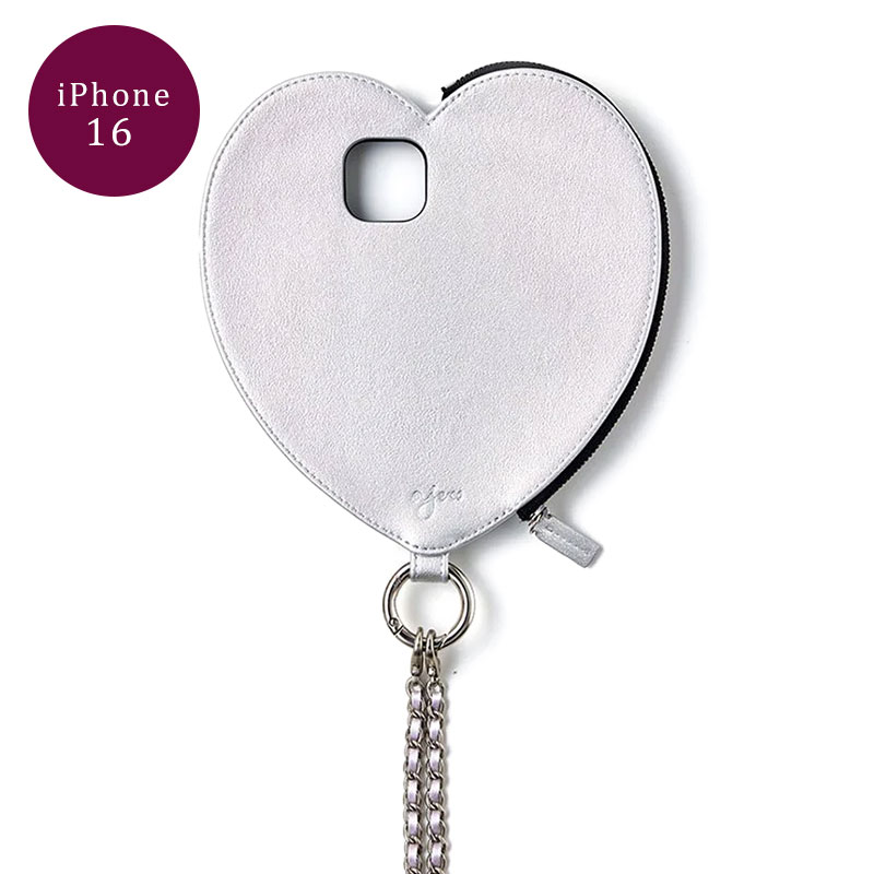 【iPhone16 対応】AJEW DRESS HEART CASE SHOULDER -3.COLOR-(SILVER)