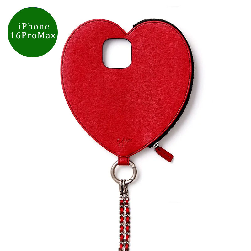 【iPhone16ProMax 対応】AJEW DRESS HEART CASE SHOULDER -3.COLOR-(RED)