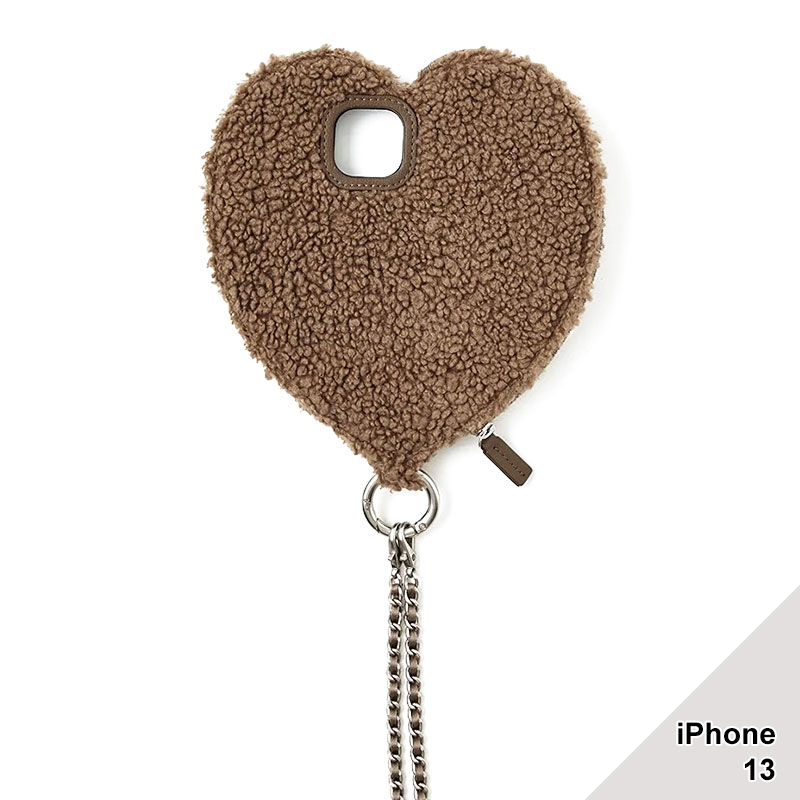 【iPhone13 対応】AJEW FLUFFY DRESS HEART CASE -2.COLOR-(BROWN)