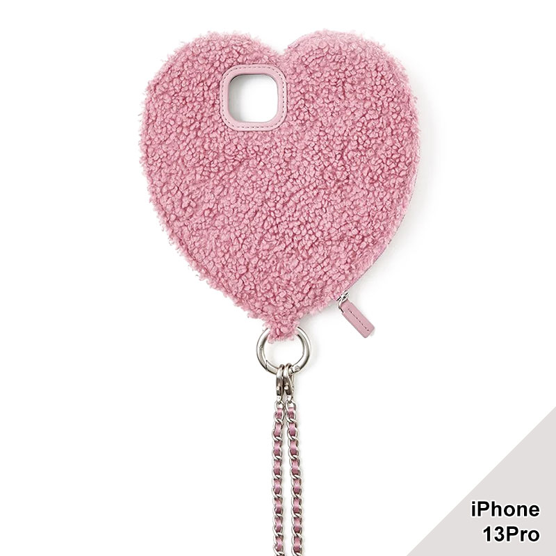 【iPhone13Pro 対応】AJEW FLUFFY DRESS HEART CASE -2.COLOR-(PINK)